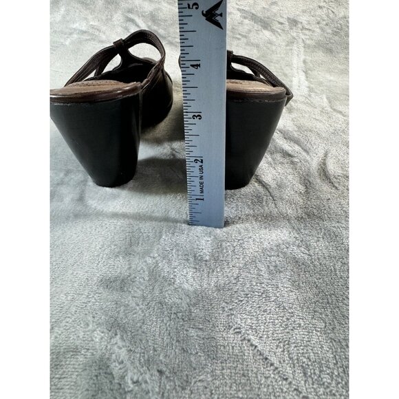 Clarks womens shoes size 7M brown leather strappy mules - Picture 9 of 16